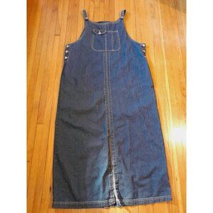 Vintage Basic Editions Casual Teacher Chore Overall Denim Maxi Dress XL Pockets